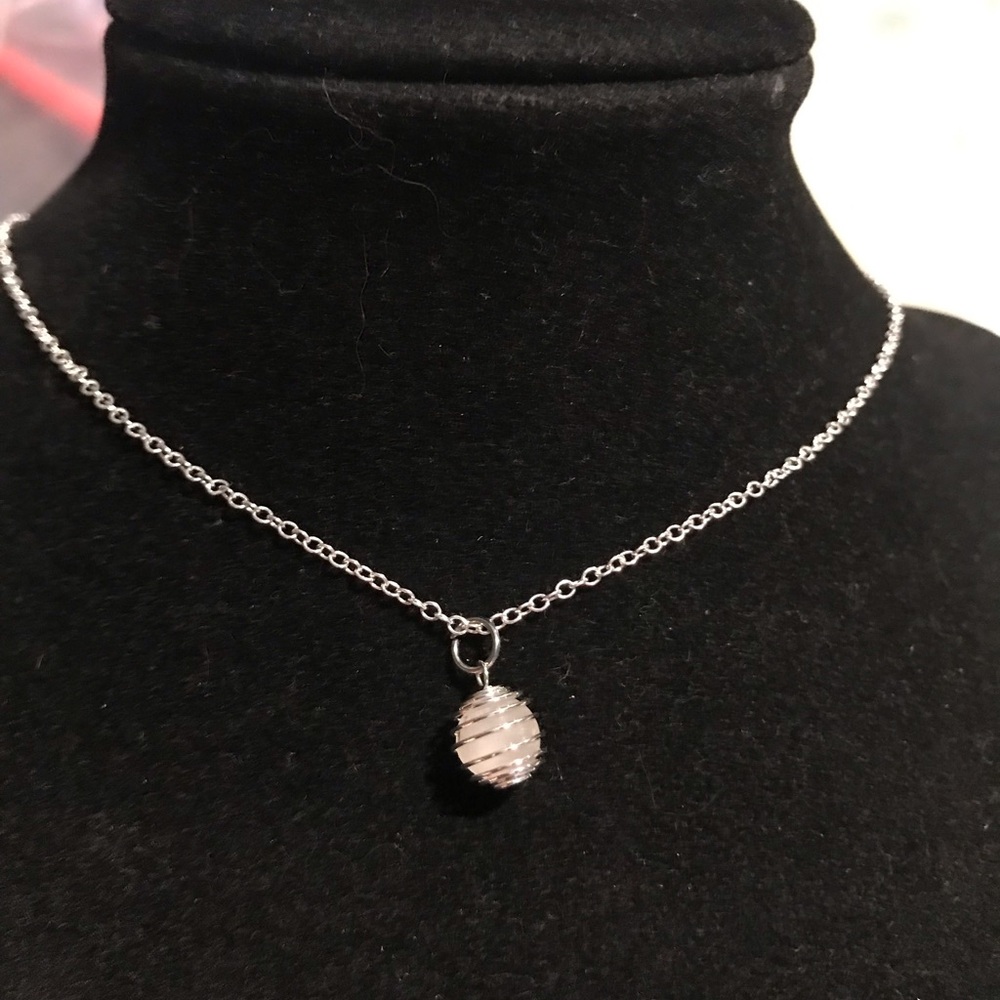 Clear Quartz sphere cage necklace